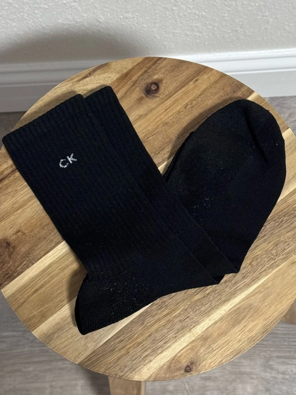 Calvin Klein Black Crew Socks Unisex CK Logo Soft Cotton Blend OSFM